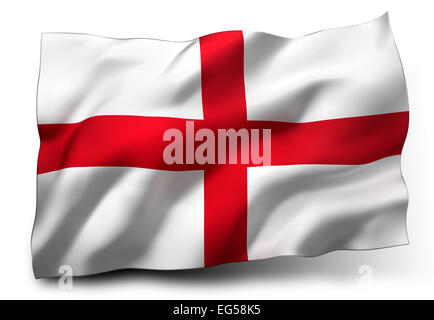 Waving Flag de l'Angleterre isolé sur fond blanc Banque D'Images