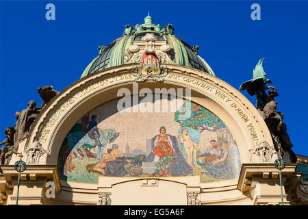 Prague, la Maison municipale de style Art Nouveau dans la Vieille Ville Banque D'Images