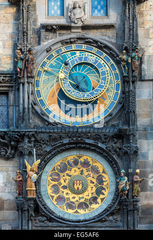 Horloge astronomique, l'Hôtel de Ville, Prague Banque D'Images