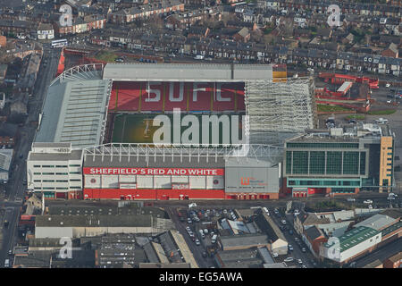 Une vue aérienne de Bramall Lane dans le sud du Yorkshire. Accueil de Sheffield United FC, autrement connu comme les lames Banque D'Images