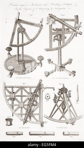 Différents types de quadrants astronomiques. À partir d'un 18e siècle imprimer Banque D'Images