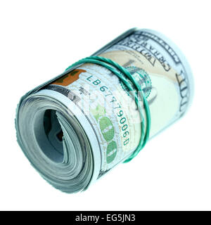 Rouleau de dollars au cours de l'isolé sur fond blanc Banque D'Images