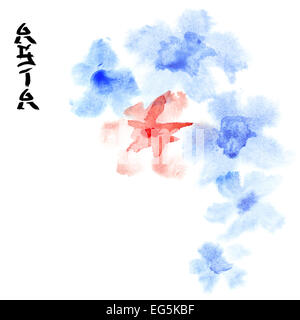 Les fleurs avec de l'espace pour votre propre texte. Peinture Aquarelle Banque D'Images