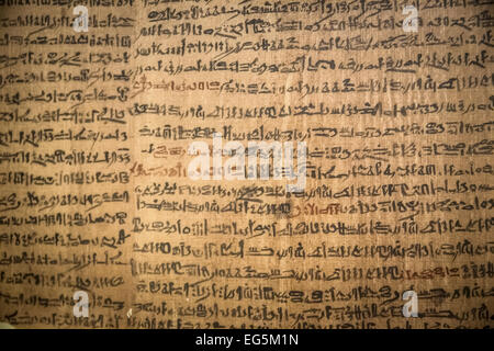 New York City - 28 décembre 2014 : voir l'Égypte ancienne de texte dans le Livre des Morts Banque D'Images