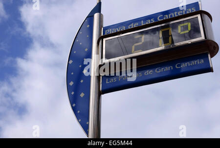 Température affichée sur l'hiver, à Las Palmas de Gran Canaria, Îles Canaries Banque D'Images