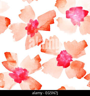 Fleurs aquarelle rouge - motif transparent Banque D'Images