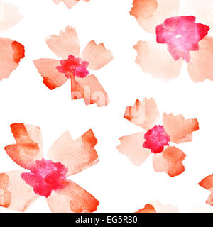 Fleurs aquarelle rouge - motif transparent Banque D'Images