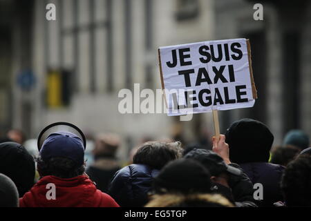 Chauffeur de taxi italien protester contre l'application Uber à Turin (Italie) Banque D'Images