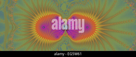 Un design fractal abstrait représentant une fleur de printemps en plusieurs couleurs pastel. Banque D'Images