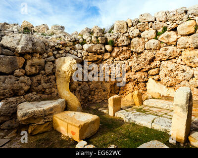 Temples de Ggantija ruines près de Xaghra - l'île de Gozo, Malte Banque D'Images