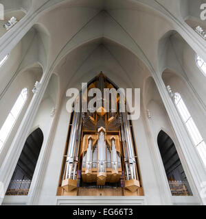 Orgue cathédrale Hallgrímskirkja Reykjavik, Islande Banque D'Images