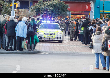 Crewe, Cheshire, Royaume-Uni. Feb 17, 2015. Des soldats du régiment de mercie le sont honorés avec la liberté de la ville de Crewe, le 17 février 2015 Crédit : Simon Newbury/Alamy Live News Banque D'Images