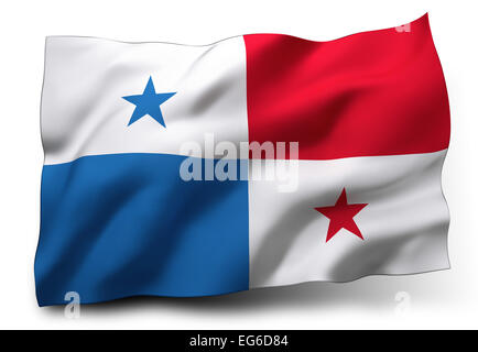 Waving Flag du Panama isolé sur fond blanc Banque D'Images
