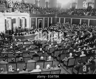 Le président Harry Truman parlant à une session conjointe du Congrès en 1945. Il a fait deux apparitions tel en 1945. Le premier avril Banque D'Images