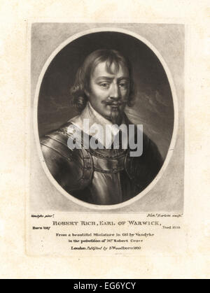 Robert Rich, 2 comte de Warwick, administrateur colonial anglais, l'amiral, et Puritan, est mort en 1658. Banque D'Images