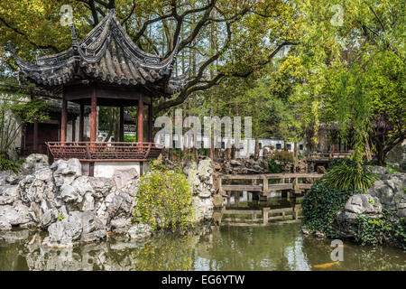 Détail de l'historique le Jardin Yuyuan créé en l'an 1559 par Pan Yunduan à Shanghai Chine Banque D'Images