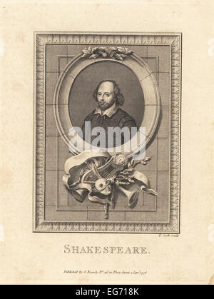 Portrait de William Shakespeare, poète et dramaturge anglais, 1564-1616. Banque D'Images