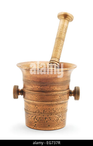 Mortier et pilon on white Banque D'Images