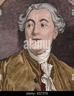 Jacques Necker (1732-1804). Homme d'État français, et le ministre des finances du roi Louis XVI de France. Portrait. Gravure, 1903. De couleur. Banque D'Images