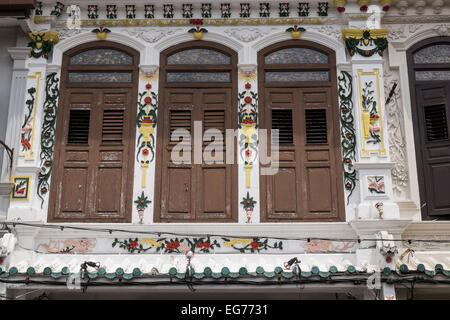 En façade sur rue Jonkers Melaka, Malaisie. Banque D'Images