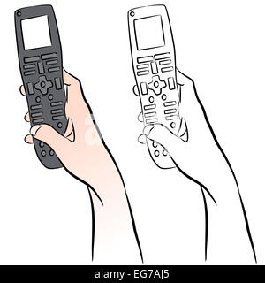 L'image d'une main tenant une télécommande universelle. Banque D'Images