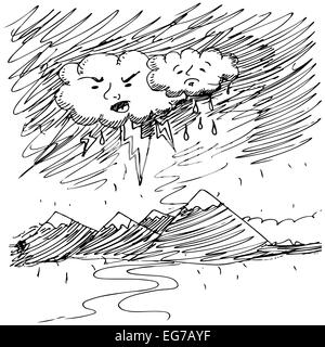 Une image d'un triste en colère pluie nuages sur les montagnes. Banque D'Images
