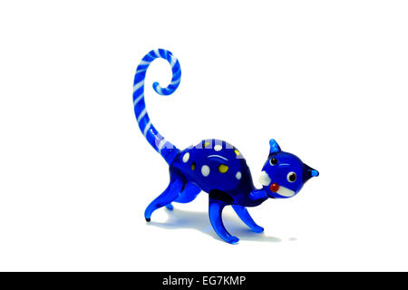 Bleu figurine chat en verre de Murano de Venise, Venise Banque D'Images