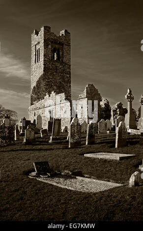 Vue sur l'ancienne église sur la colline de Slane, Co. Meath Ireland Banque D'Images