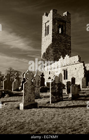 Vue sur l'ancienne église sur la colline de Slane, Co. Meath Ireland Banque D'Images