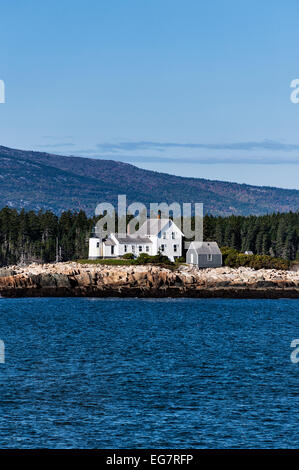 Mark Island Lighthouse, port d'hiver, Maine, USA Banque D'Images