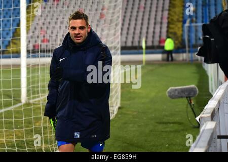 Stade Ghencea, Roumanie ROU. Feb 18, 2015. Adrian Popa du Steaua Bucarest après la Roumanie Cup League jeu Adeplast entre Steaua Bucarest ROU et Astra Giurgiu ROU au stade Ghencea, Roumanie ROU. Catalin Soare/Cal Sport Media/Alamy Live News Banque D'Images