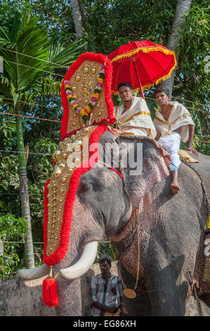 KERALA, INDE - Janvier 17 : temple Pooram festival le 17 janvier, 2013 dans le Kerala, Inde Banque D'Images