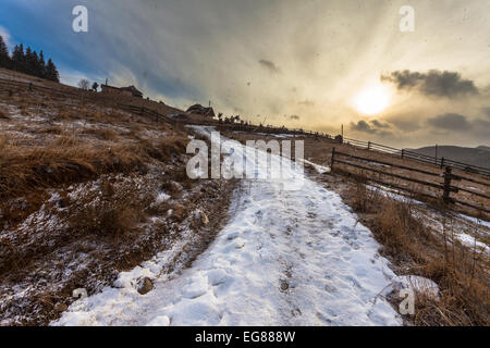 Tempête de la neige dans les Rocheuses. Banque D'Images