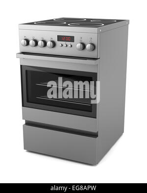 Cuisinière électrique moderne isolé sur fond blanc Banque D'Images