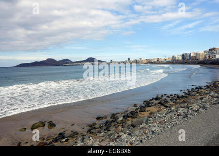 Playa de Las Canteras, à Las Palmas de Gran Canaria, Îles Canaries, Espagne Banque D'Images