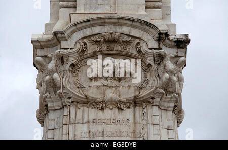 Détail de la colonne dédiée à la Marquis de Pombal à Lisbonne Banque D'Images