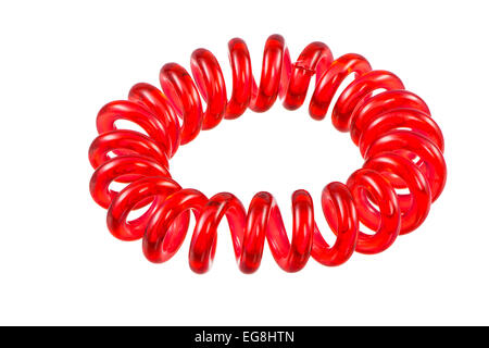 Eelastic spirale rouge hari tie isolated on white Banque D'Images