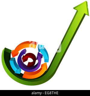 Une image 3D des processus de croissance des flèches. Banque D'Images