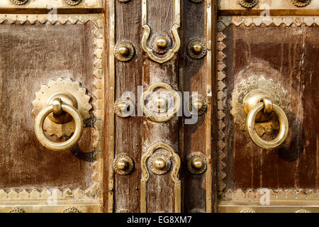 Détail de porte, Diwan-i-Khas (d''une salle d'audience), City Palace, Jaipur, Rajasthan, Inde Banque D'Images