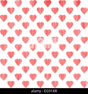 Coeurs tachés de rose sur blanc, un motif de la Saint-Valentin Banque D'Images