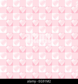 Motif à carreaux avec des cœurs en uniforme rose et blanc - une Saint-valentin contexte Banque D'Images