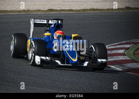 Montmelo, Catalogne, Espagne. Feb 19, 2015. FELIPE NASR (BRA) entraîne une Sauber pendant 01 jours d'avant-saison de Formule 1 essais au Circuit de Catalunya de Barcelone : Crédit Matthias Rickenbach/ZUMA/ZUMAPRESS.com/Alamy fil Live News Banque D'Images