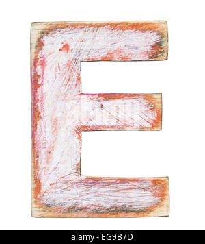 Alphabet en bois peint, lettre e Banque D'Images