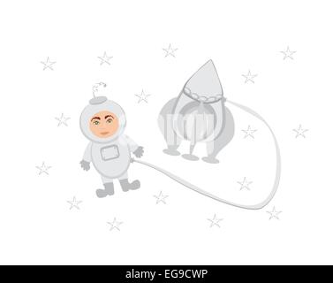 Funny cartoon astronaut Illustration de Vecteur