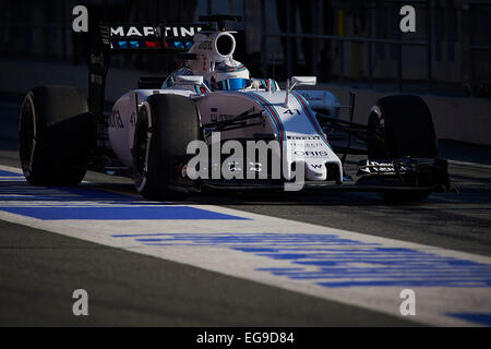 Montmelo, Espagne. Feb 19, 2015. Susie Wolff (Williams), au cours de la première journée d'essais hivernaux de Formule 1 sur le circuit de Catalunya (Barcelone) le 19 février 2015 dans Montmelo, Espagne. Crédit photo : S.Lau : dpa/Alamy Live News Banque D'Images