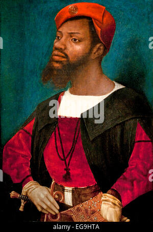 Portrait de l'homme africain ( Christophle le more ) 1525 Jan Jansz. Mostaert Haarlem 1475-1555/56 pays-Bas (le seul homme noir de portrait connu Banque D'Images