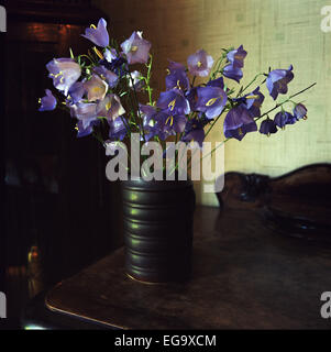 Bouquet de jacinthes dans un vase sur la table éclairée par soleil levant. Film de format moyen. Banque D'Images