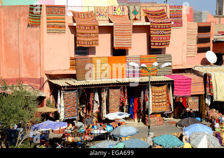 Le souk aux tapis, Marrakech, Maroc Banque D'Images