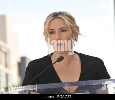 LOS ANGELES, CA - le 17 mars 2014 : l'actrice Kate Winslet est honorée avec le 2,520ème étoile sur le Hollywood Walk of Fame. Banque D'Images