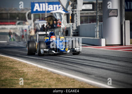 Barcelone, Espagne. 19 Février, 2015. FELIPE NASR (BRA) entraîne une Sauber pendant 01 jours d'avant-saison de Formule 1 essais au Circuit de Catalunya de Barcelone Banque D'Images
